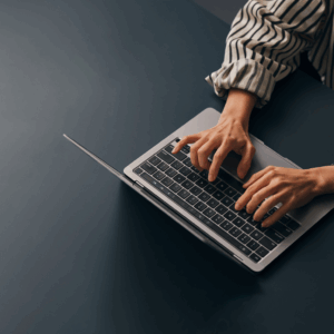 Person working on a laptop
