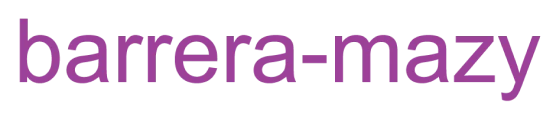 Purple lowercase barrera-mazy logo in sans-serif